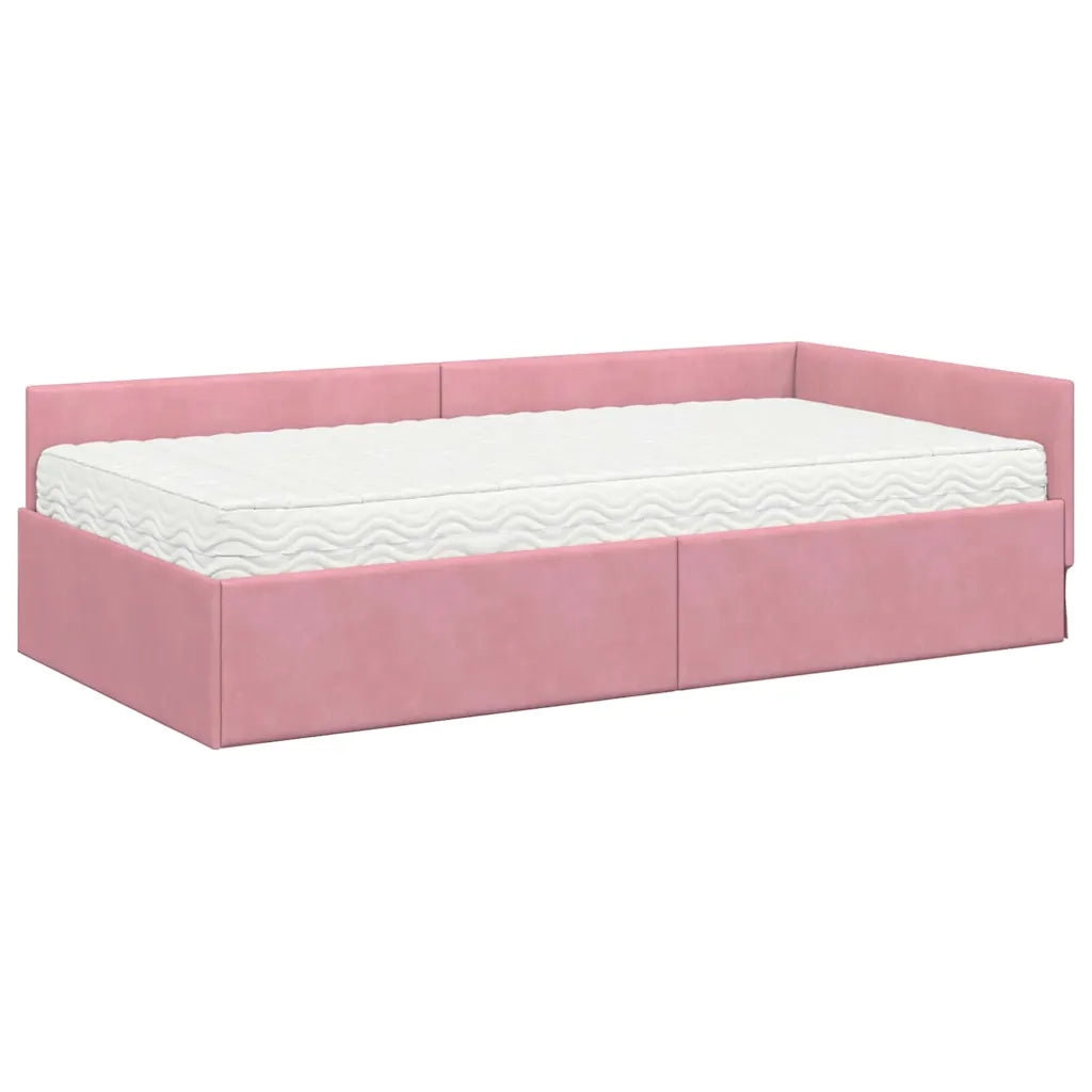 Struttura Letto Angolare con Materasso 2 pcs Grigio Velluto
