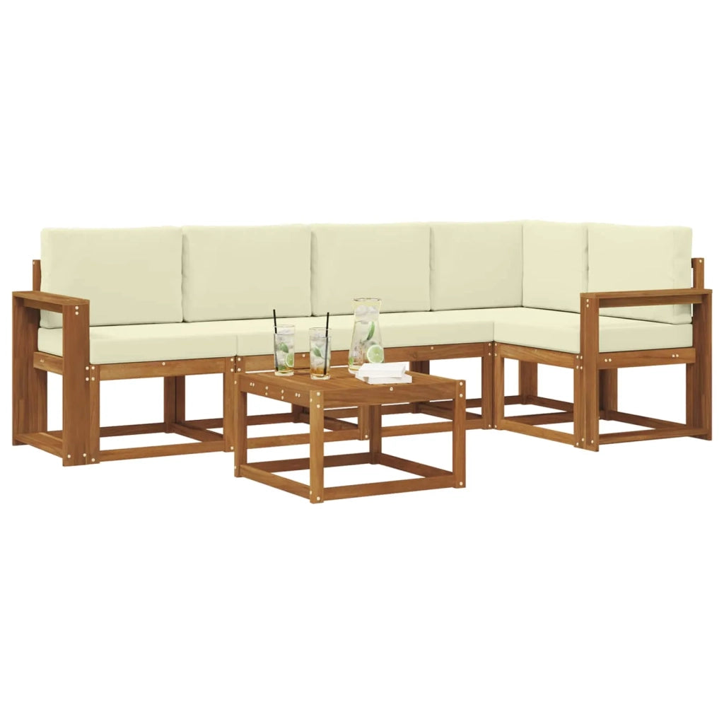 Set di divani da esterno con cuscino 6 pcs Naturale e Crema