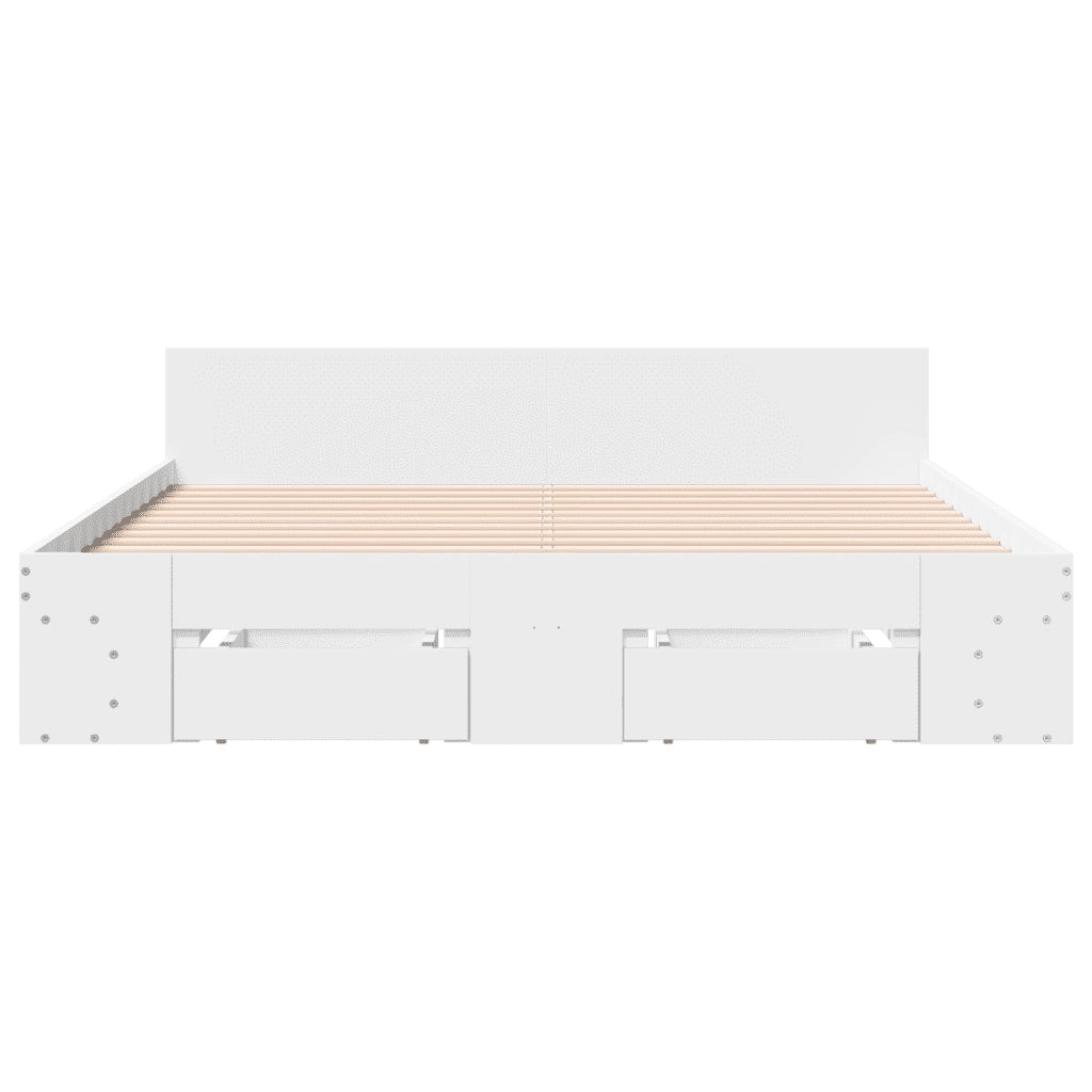 Giroletto con Cassetti Bianco 160x200 cm in Legno Multistrato