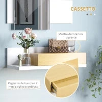 Set Mobili da Ingresso con Specchio 40x70cm e Cassetto in Legno con Fissaggio a Muro