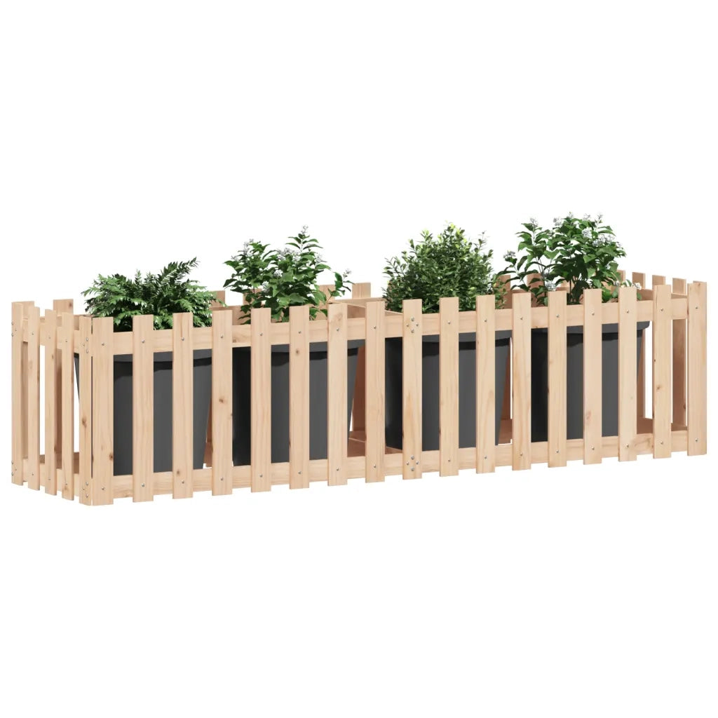 Fioriera | Cassetta per fiori | Vaso da Giardino a Recinzione 200x50x50cm Massello Pino