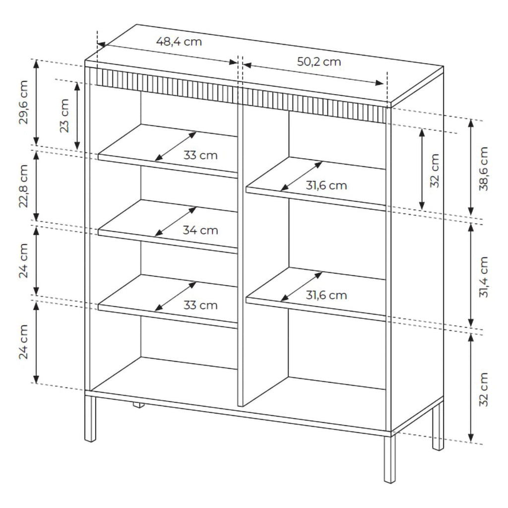 Madia Hatolaro, Credenza 5 Ripiani, 104x40x123h cm Nero