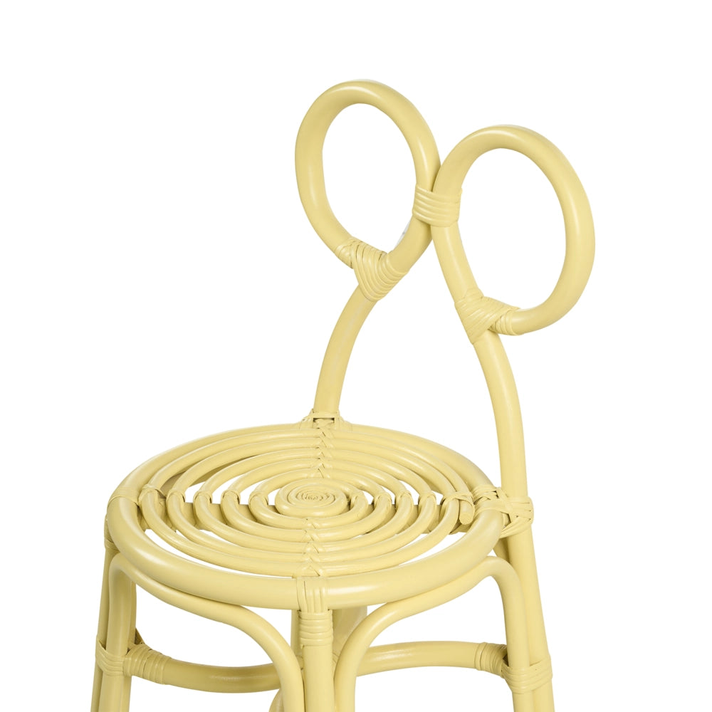 Sedia per bambini in rattan naturale giallo Patio Outdoor Indoor Boho Fatto a mano