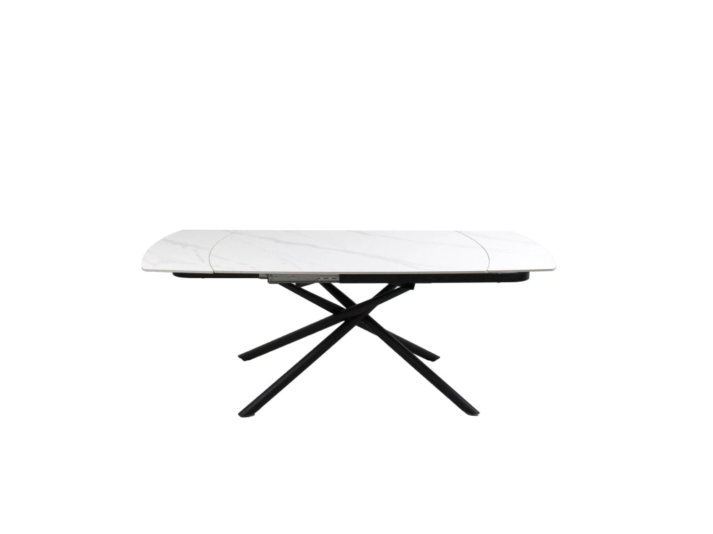 Mobili 2g - tavolo moderno allungabile piano ceramica effetto marmo bianco 130x80x78 - Mobili 2G