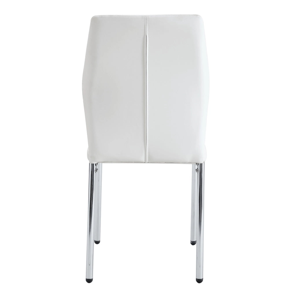 Set di 4 sedie da pranzo eleganti - Zephmum- Schienale in PU bianco con impressione verticale + gambe in metallo argento