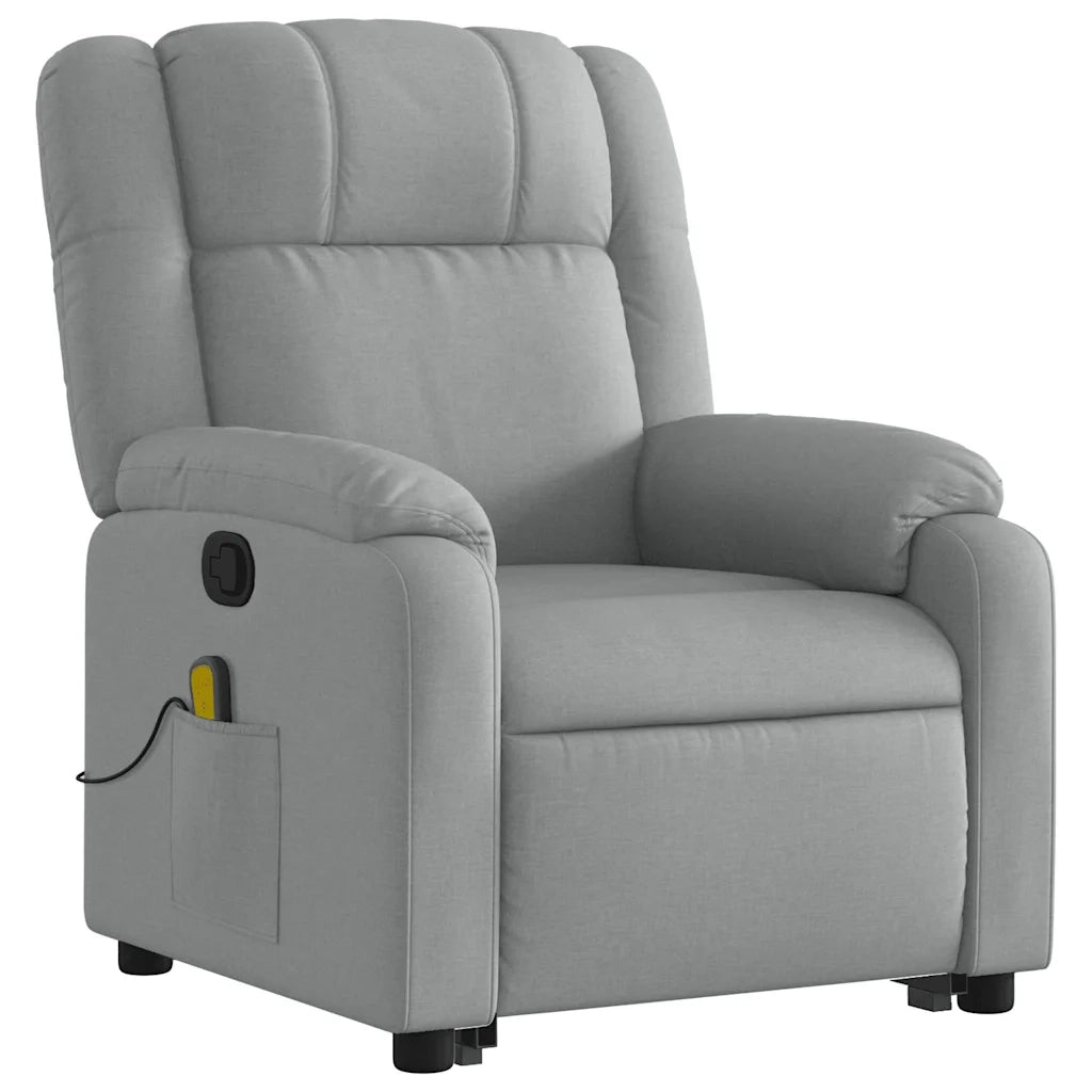 Poltrona Alzapersona Massaggi Reclinabile Grigio Chiaro Tessuto 3205214