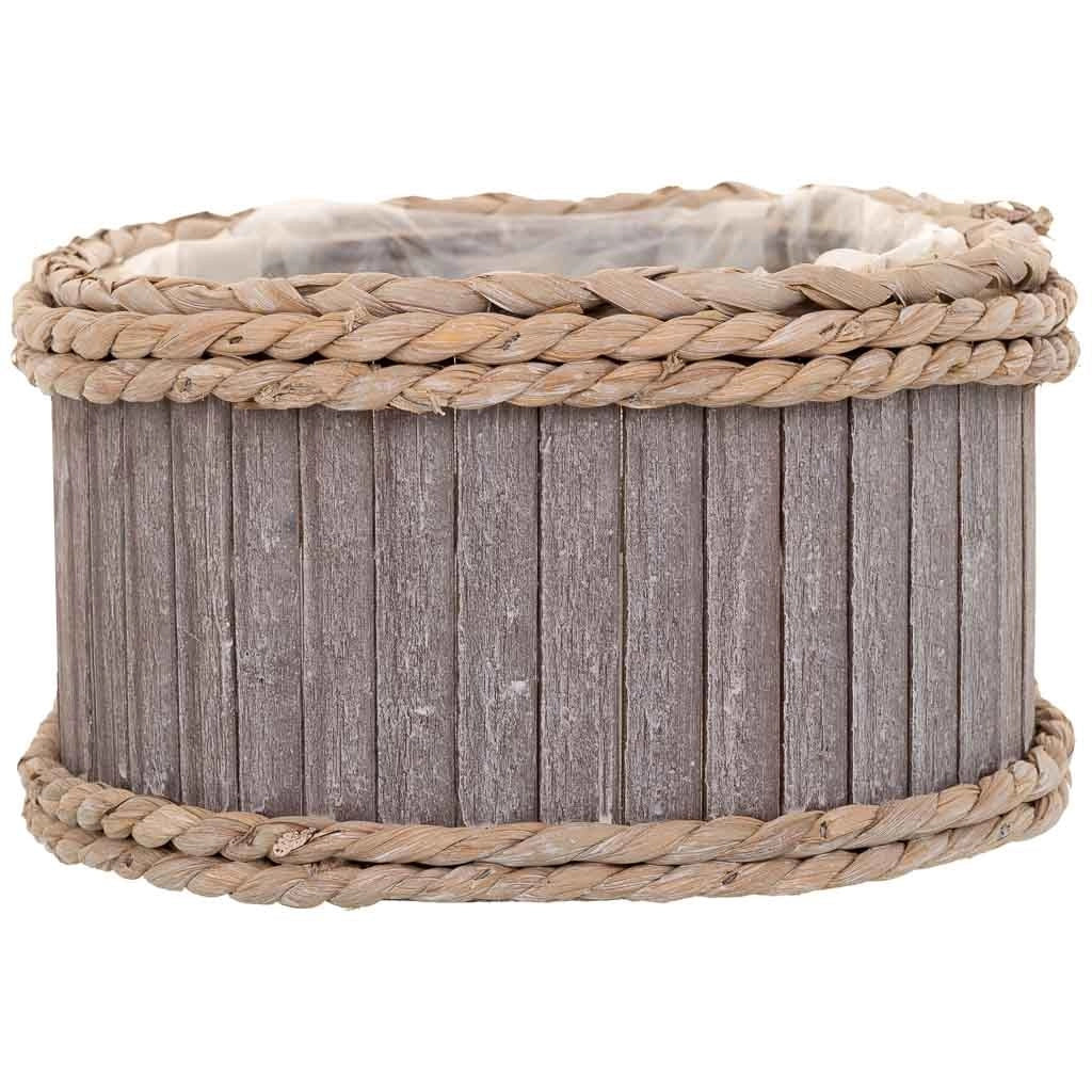 Set di 3 cestini ovali in legno grigio