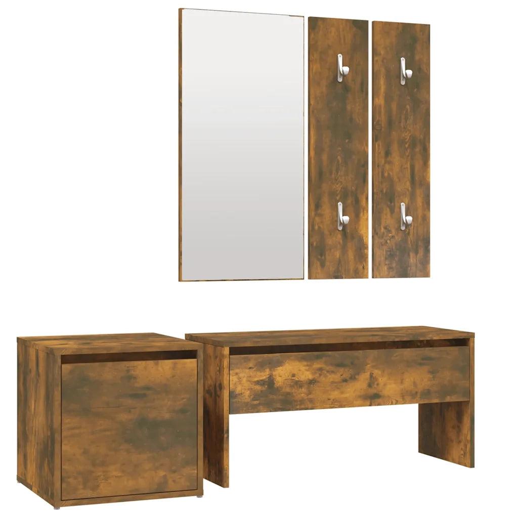 Set di Mobili da Corridoio Rovere Fumo in Legno Multistrato 3120194