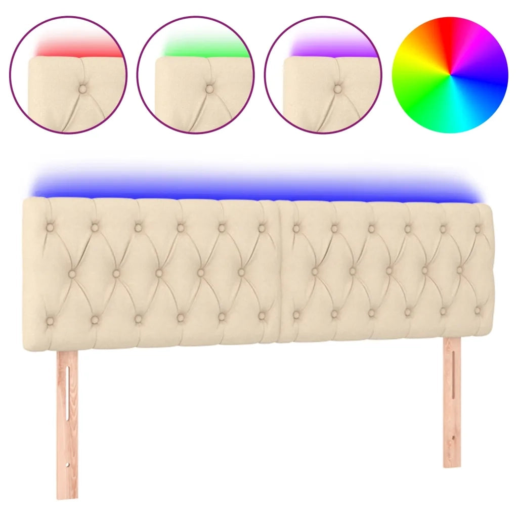Testiera a LED-Testata con LED Crema 144x7x78/88 cm in Tessuto