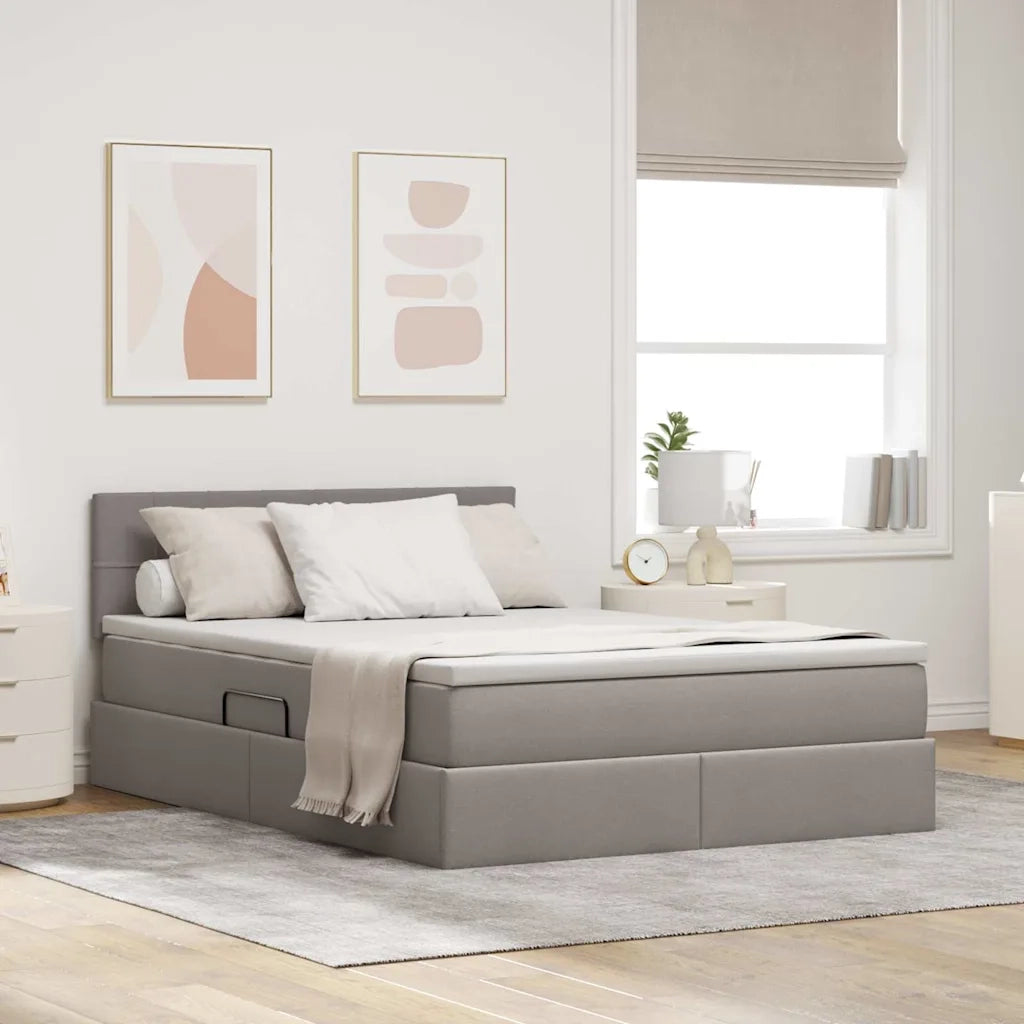Letto con contenitore LED e materasso Tortora 140 x 200 cm