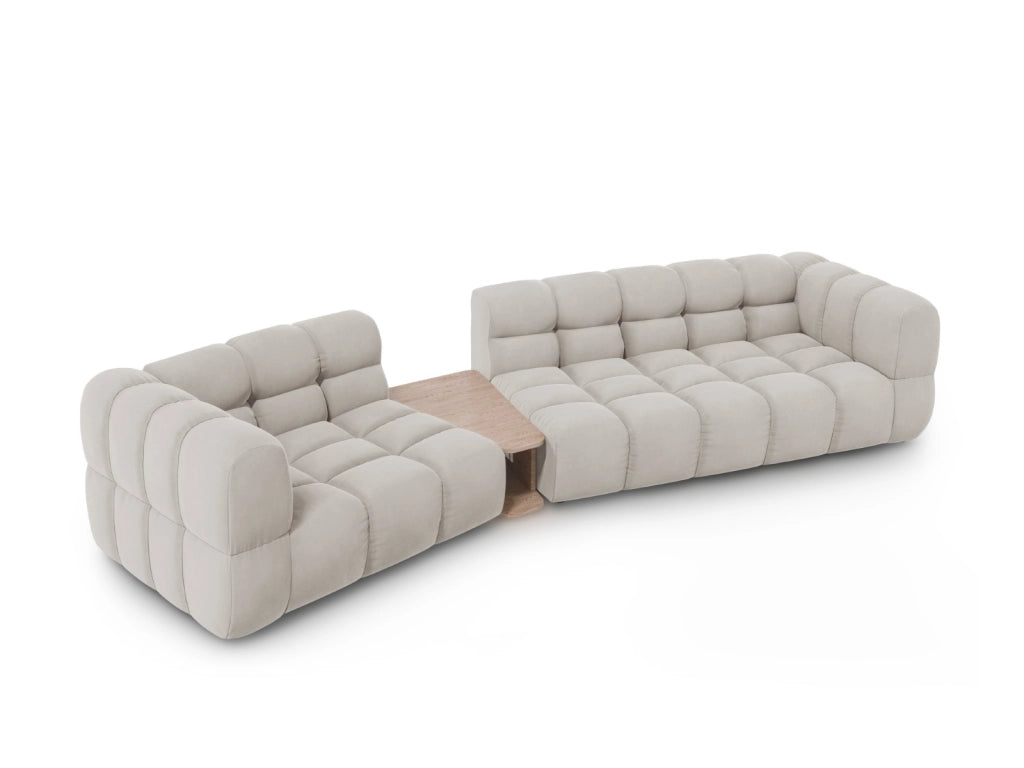 Cosmopolitan Design - Divano modulare sinistro "Sky" 3 posti in velluto beige chiaro 