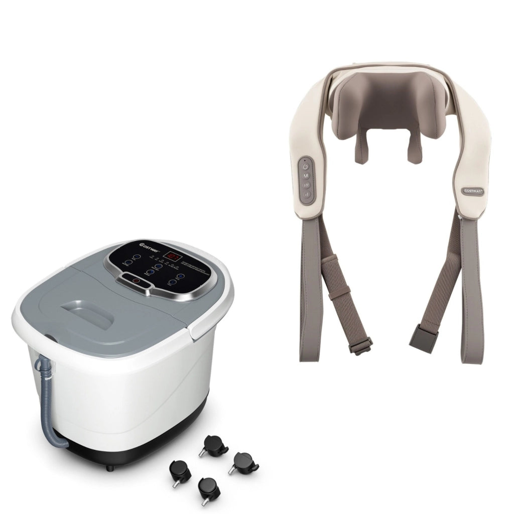 Massaggiatore shiatsu e massaggiatore elettrico per piedi, Massaggiatore per collo e spalle e massaggiatore portatile multifunzione con rulli