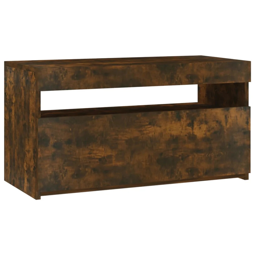 Mobile TV multimediale scaffale TV credenza mobile TV per sala da pranzo soggiorno camera da letto con luci a LED rovere affumicato 75 x 35 x 40 cm marrone 02_0026745