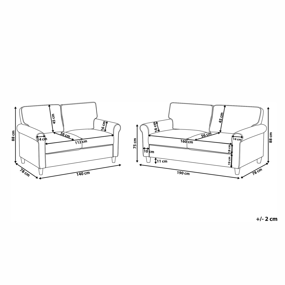 Set divano a 2 + 3 posti in tessuto marrone chiaro con struttura in legno molle insacchettate soggiorno
