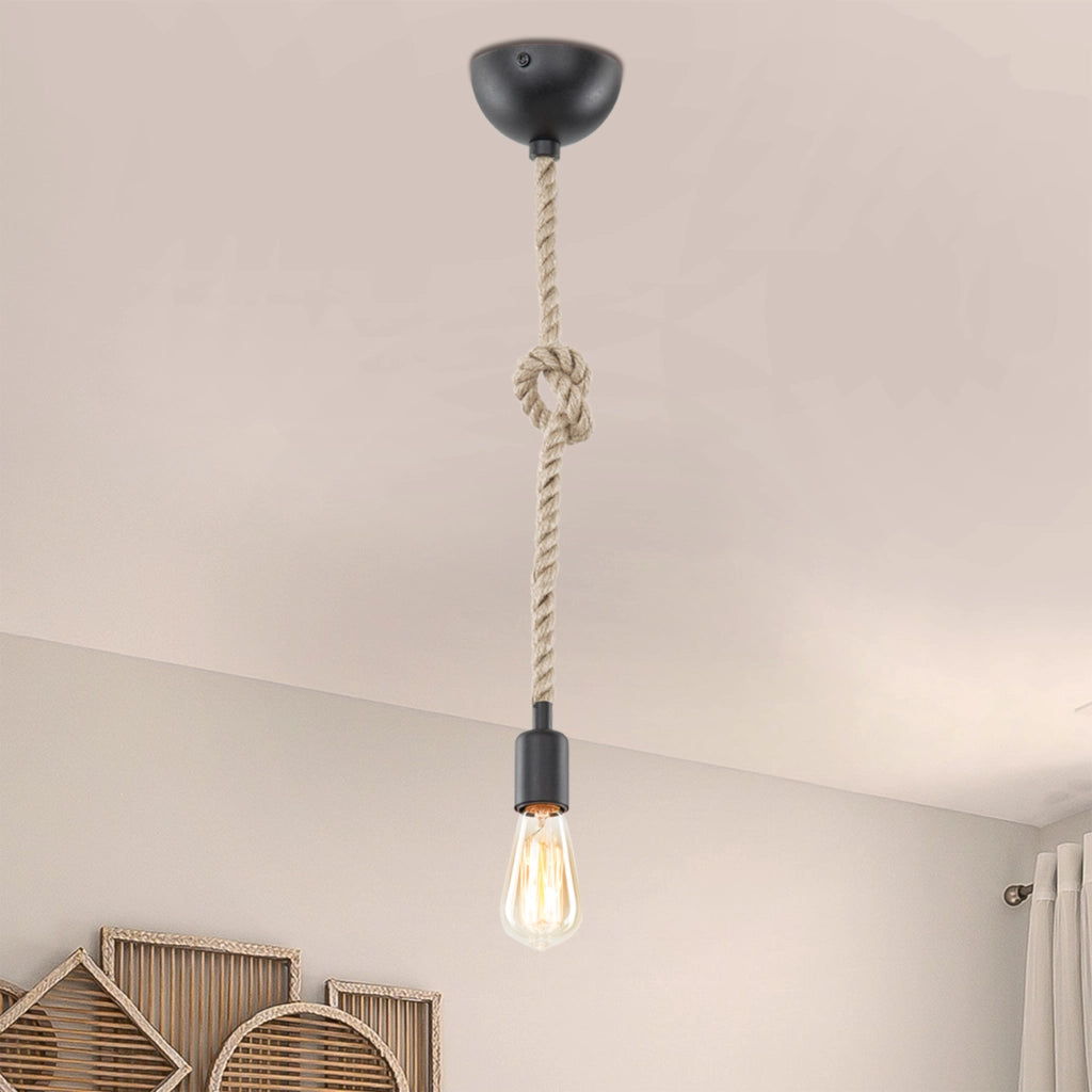 Lampada a Sospensione 'Aldershot' Lampada da Soffitto a Corda Iuta con Nodo [lux.pro]