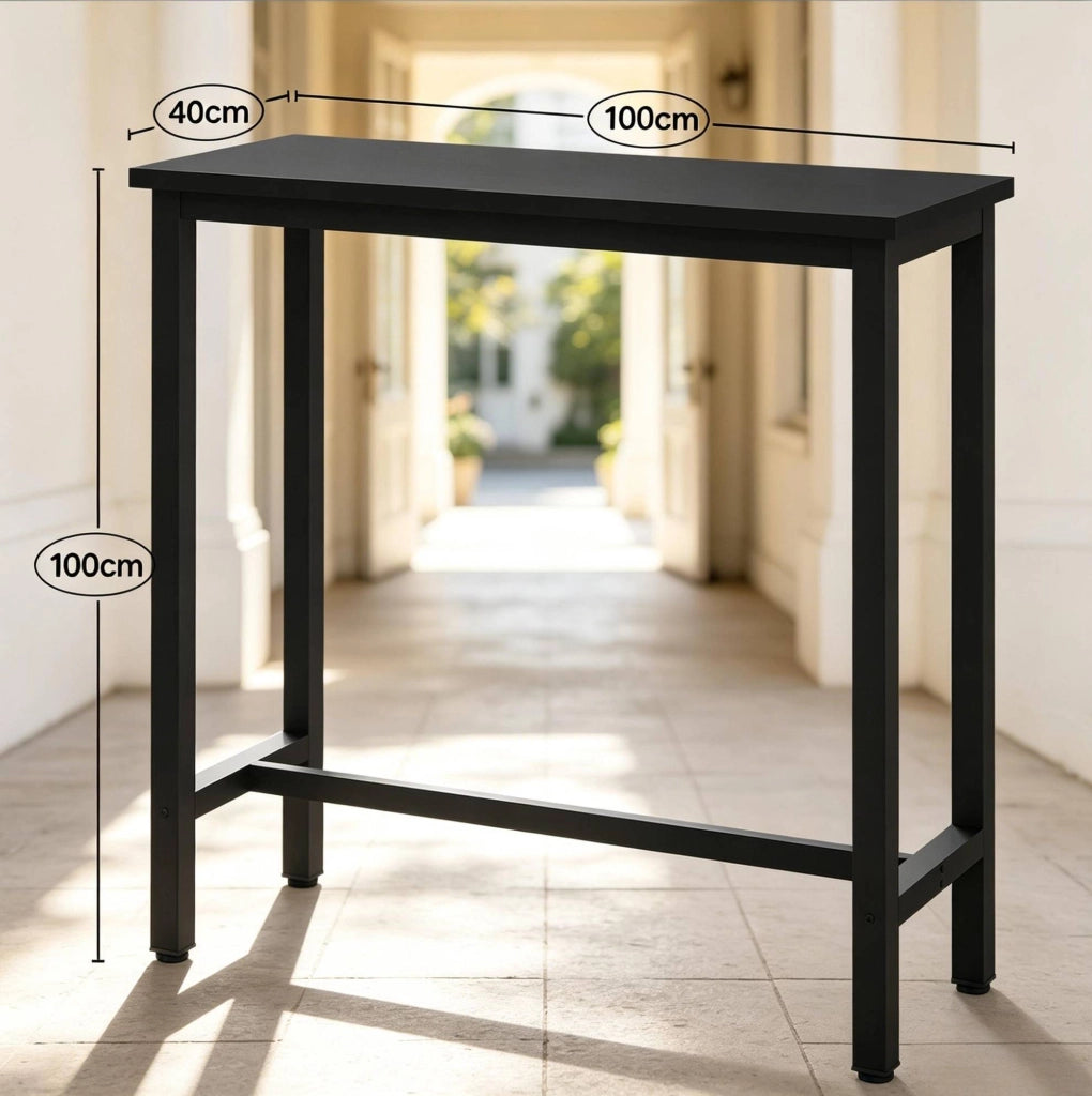 Tavolo bar nero 100 x 40 x 100 cm in metallo e legno