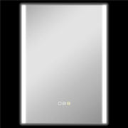 SPECCHIO DA BAGNO CON LUCE LED A 3 COLORI E FUNZIONE MEMORY, IN VETRO TEMPERATO, 70X50X3 CM, ARGENTO