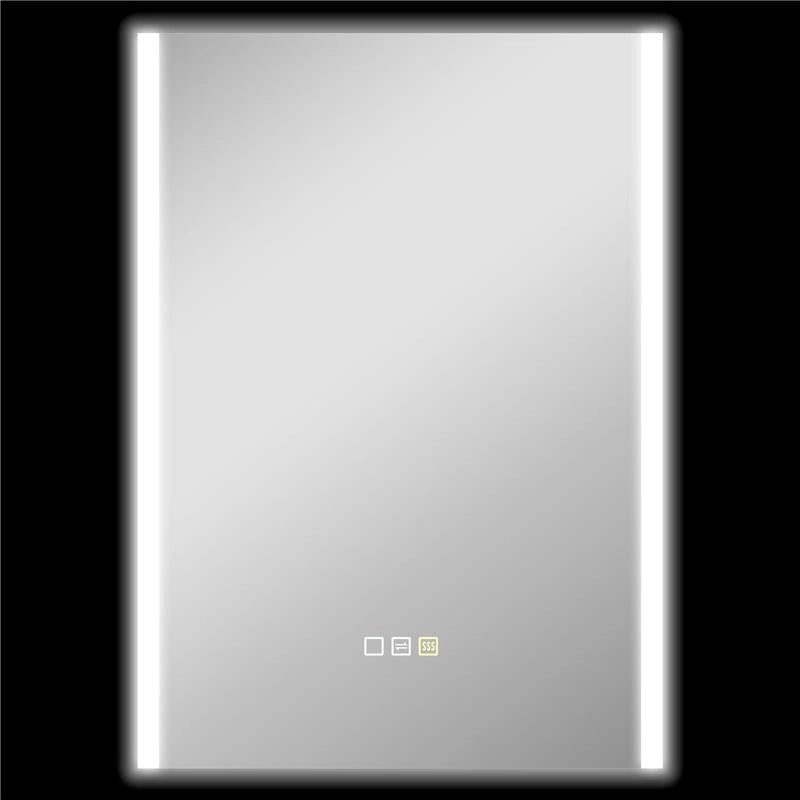 SPECCHIO DA BAGNO CON LUCE LED A 3 COLORI E FUNZIONE MEMORY, IN VETRO TEMPERATO, 70X50X3 CM, ARGENTO