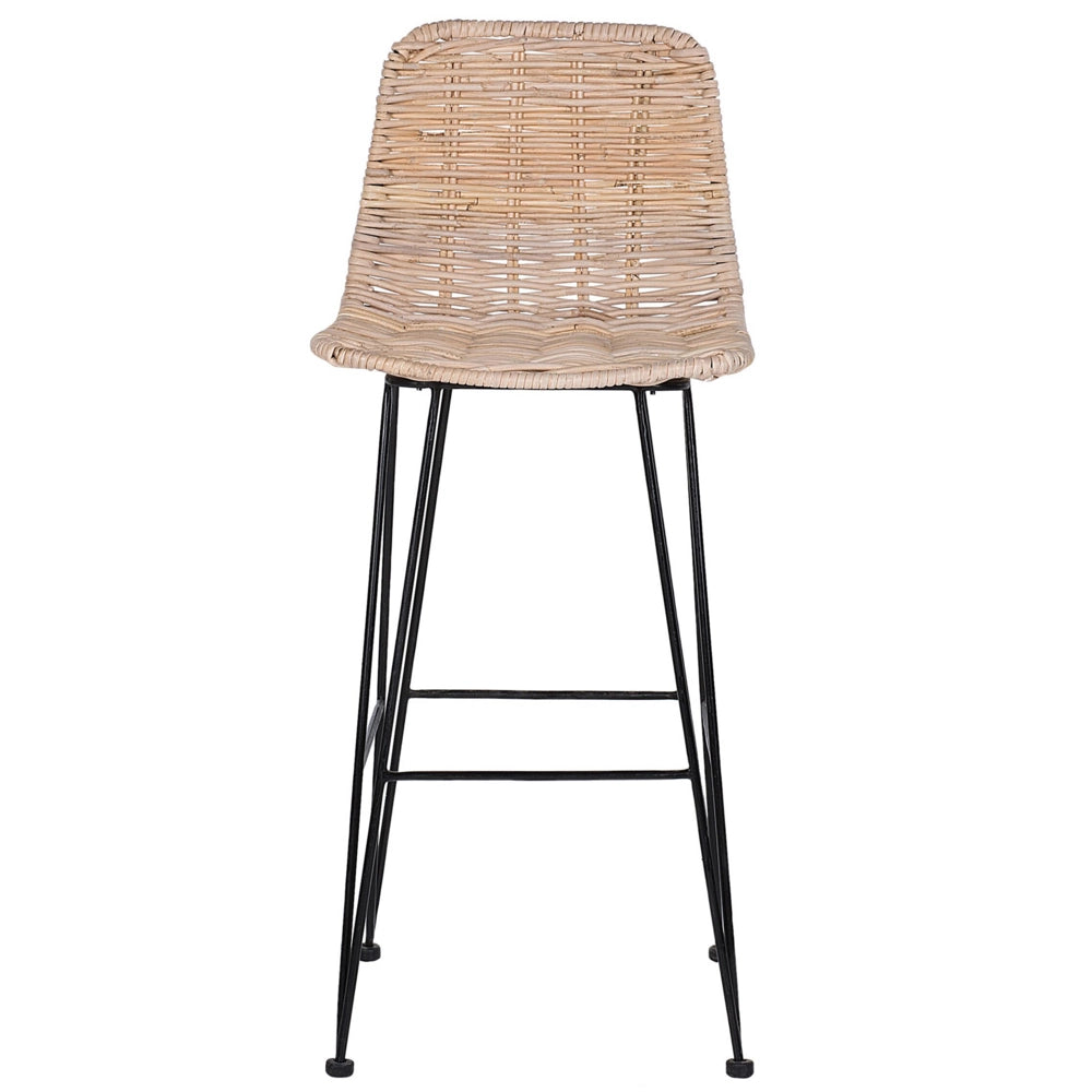 Set di sedie da bar per cucina e sala da pranzo in rattan rustico boho beige sabbia