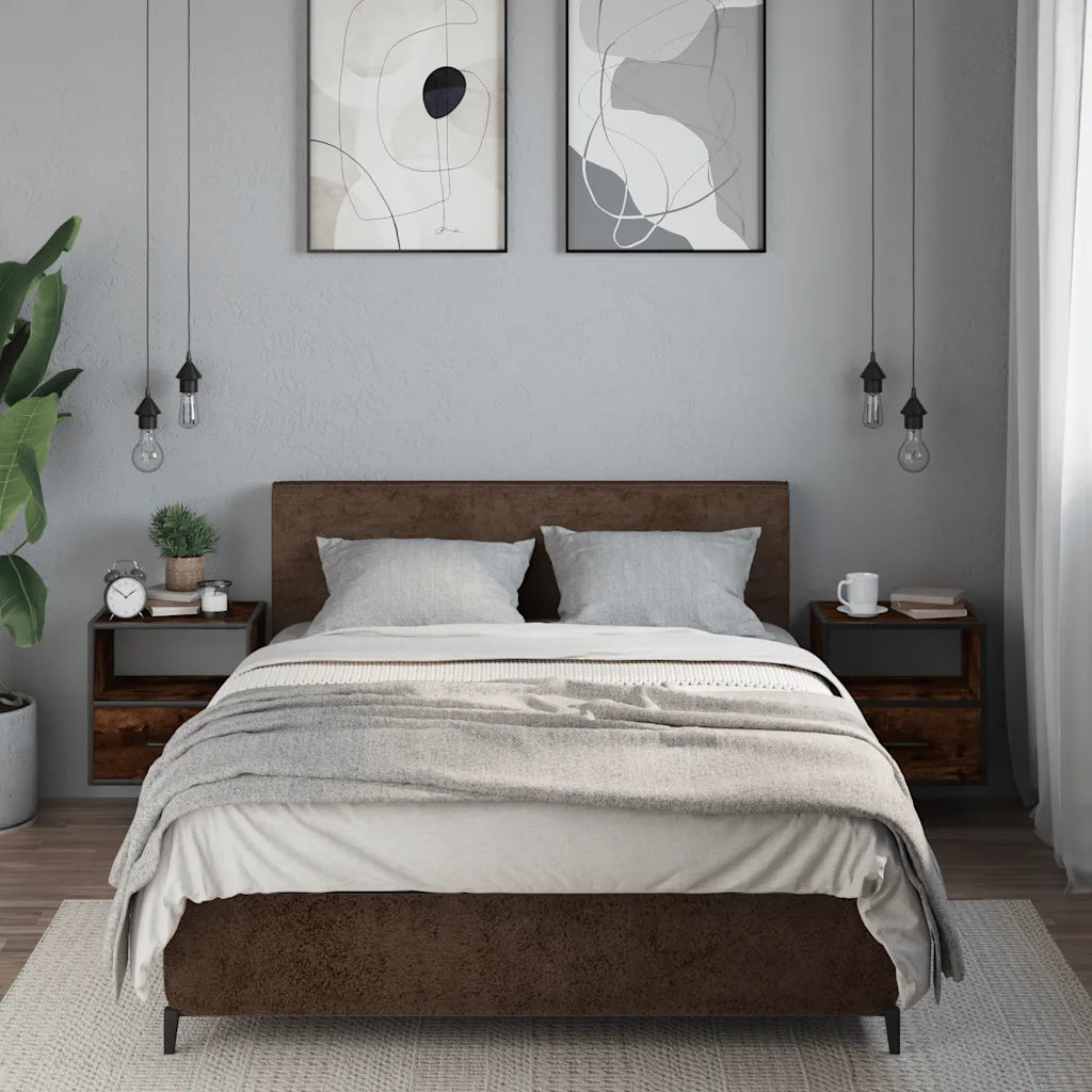 Comodini a Muro 2 pz Rovere Fumo 40x31x39,5 cm 848739