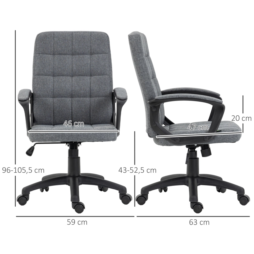 Sedia da ufficio girevole con braccioli e altezza regolabile ¨C zephmum ¨C grigio scuro 59x63x96-105,5 cm