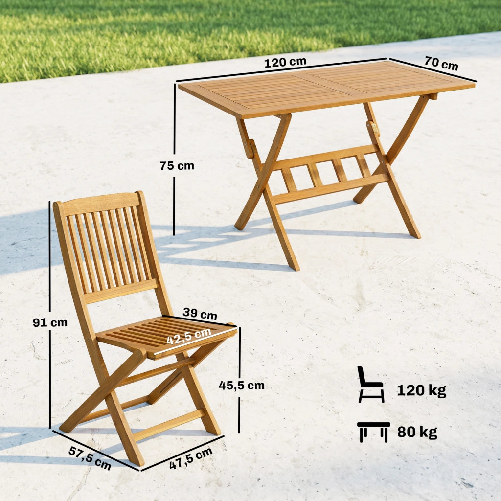 Set Tavolo e Sedie da Giardino 5 Pezzi ¨C Zephmum ¨C Legno di Acacia Pieghevole