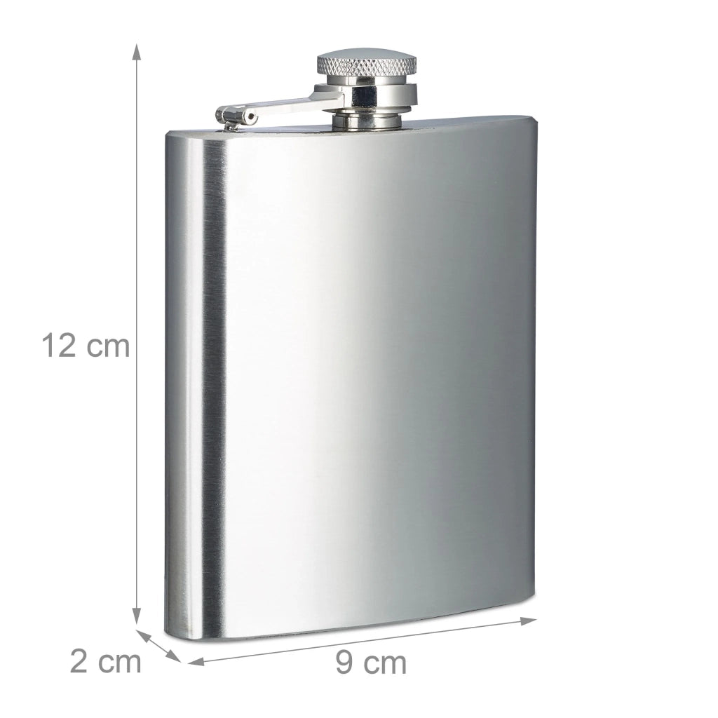 Fiaschetta tascabile in acciaio inox 12 x 9 x 2 cm ideale per escursioni finitura spazzolata in acciaio inox argento 13_0003399