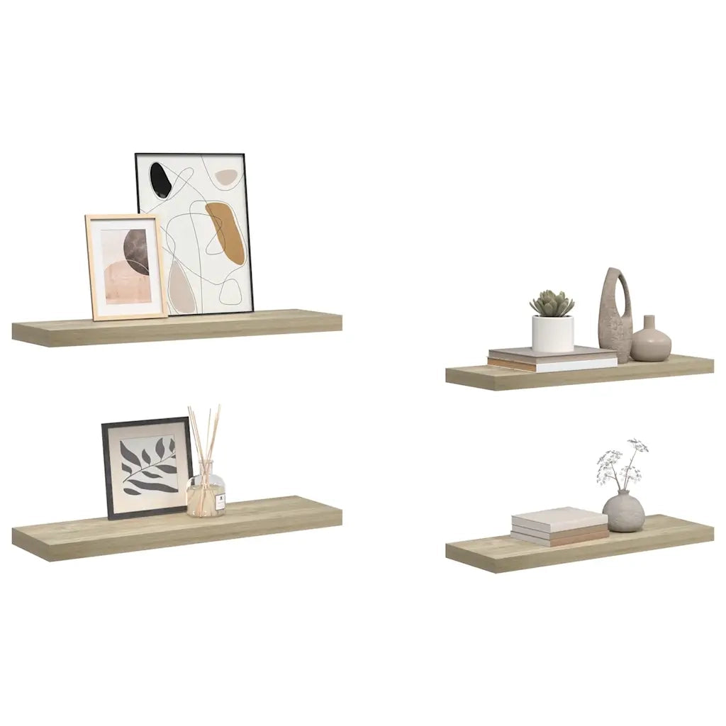 Scaffali a Parete 4 pz Rovere 80x23,5x3,8 cm in MDF 323879