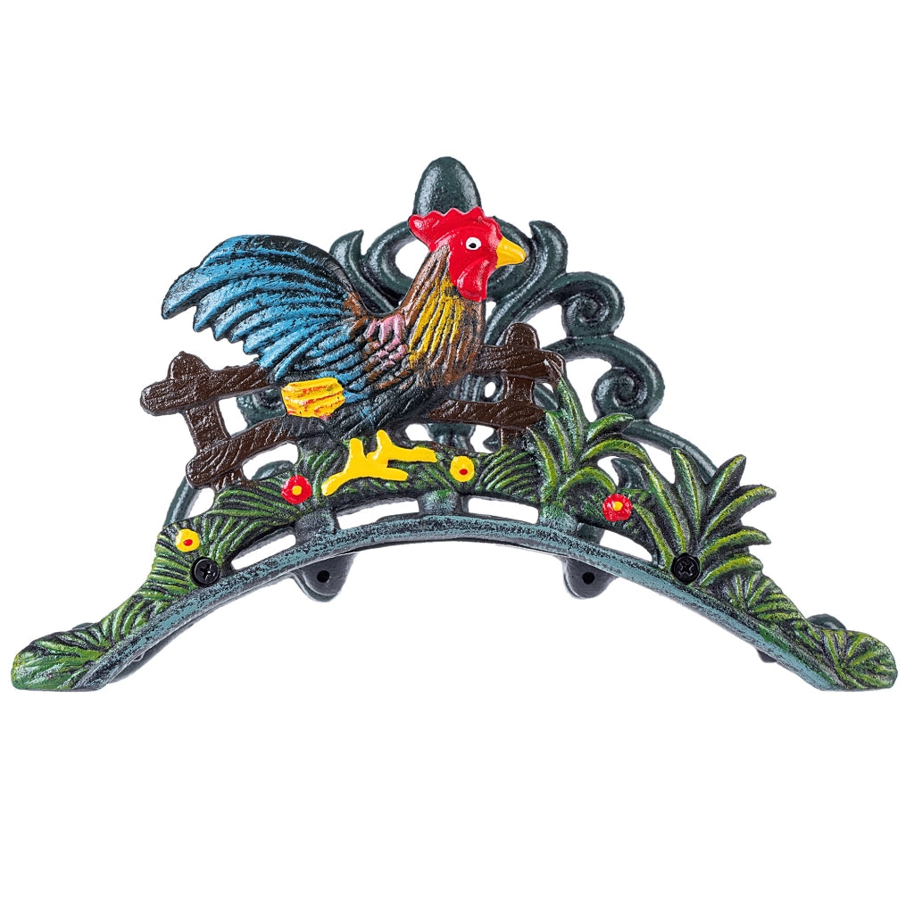 Supporto da parete per tubo da giardino KADAX, in ghisa, robusto, decorativo, con gallo