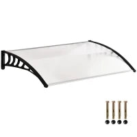 Tenda da Sole Curva con Viti e Bulloni Inclusi, in Policarbonato, PP e Alluminio, 90x150x25 cm