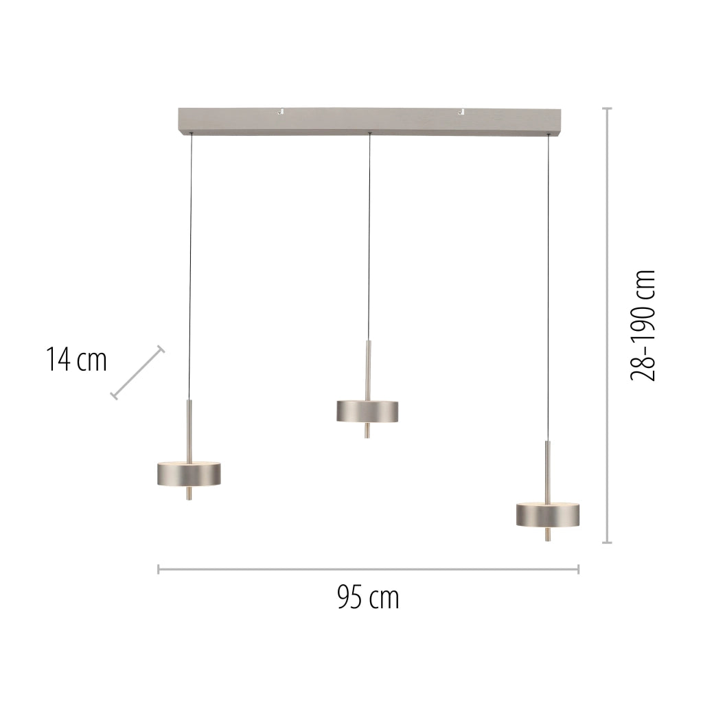 Lampada sospesa LED argento 95cm 3x9W CCT Neuhaus