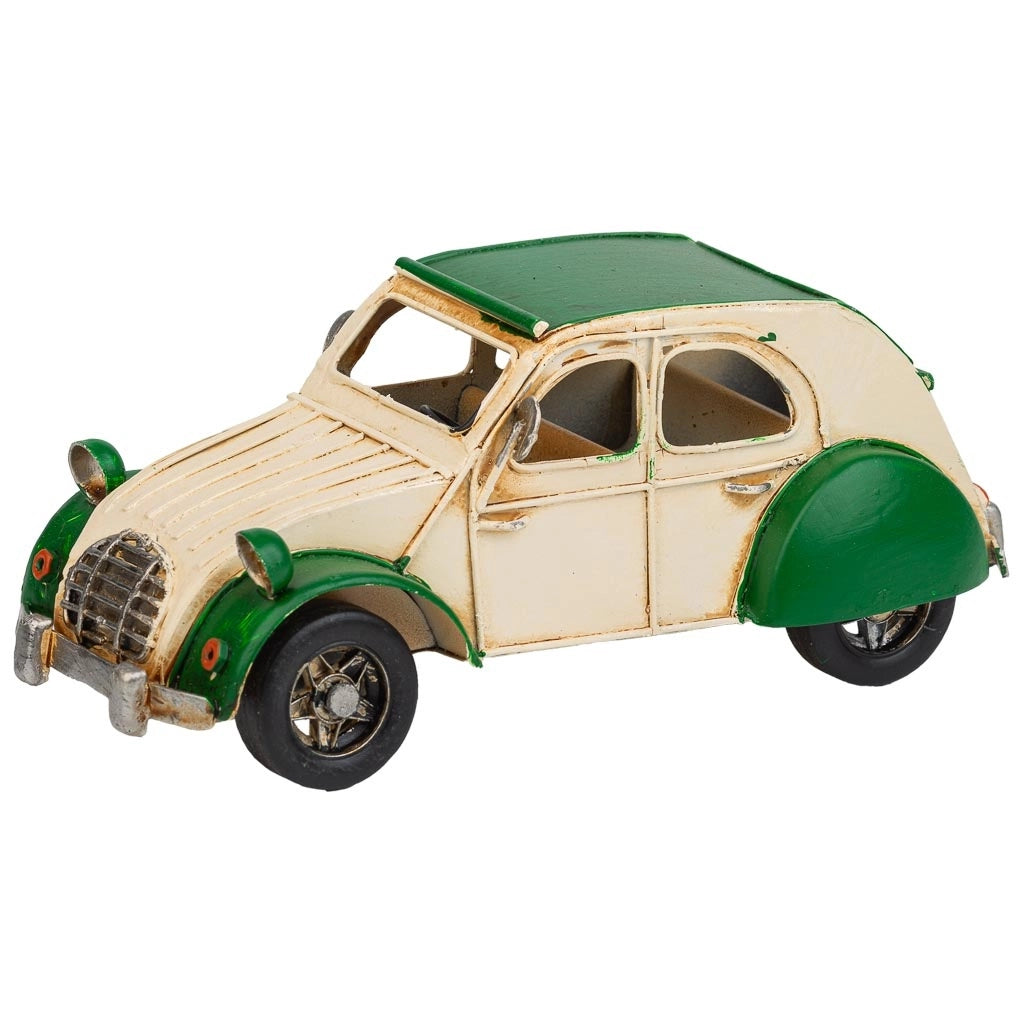 Rimorchio auto con moto in metallo verde 41x9x9,5h