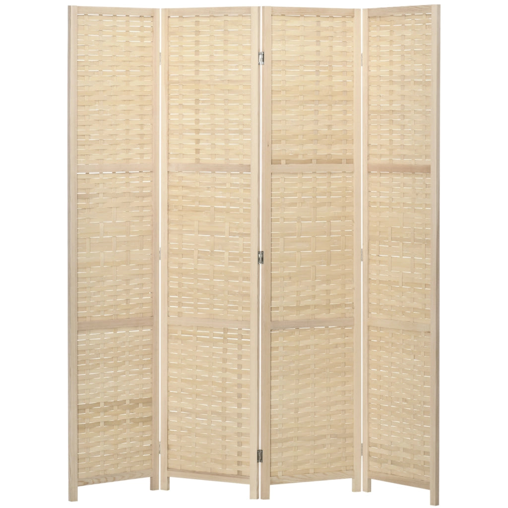 Paravento a 4 Ante in Legno e Bamb¨´ Pieghevole ¨C Zephmum ¨C Marrone 170cm