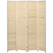 Paravento a 4 Ante in Legno e Bamb¨´ Pieghevole ¨C Zephmum ¨C Marrone 170cm