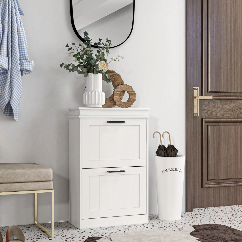 Scarpiera con ante a ribalta e ripiani regolabili ¨C Zephmum ¨C Bianco 54x24x82.5 cm