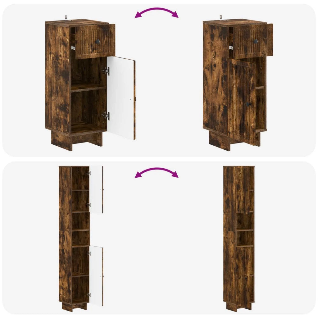 Set di armadietti da bagno in 3 pezzi EDE Rovere Fumo 3417824