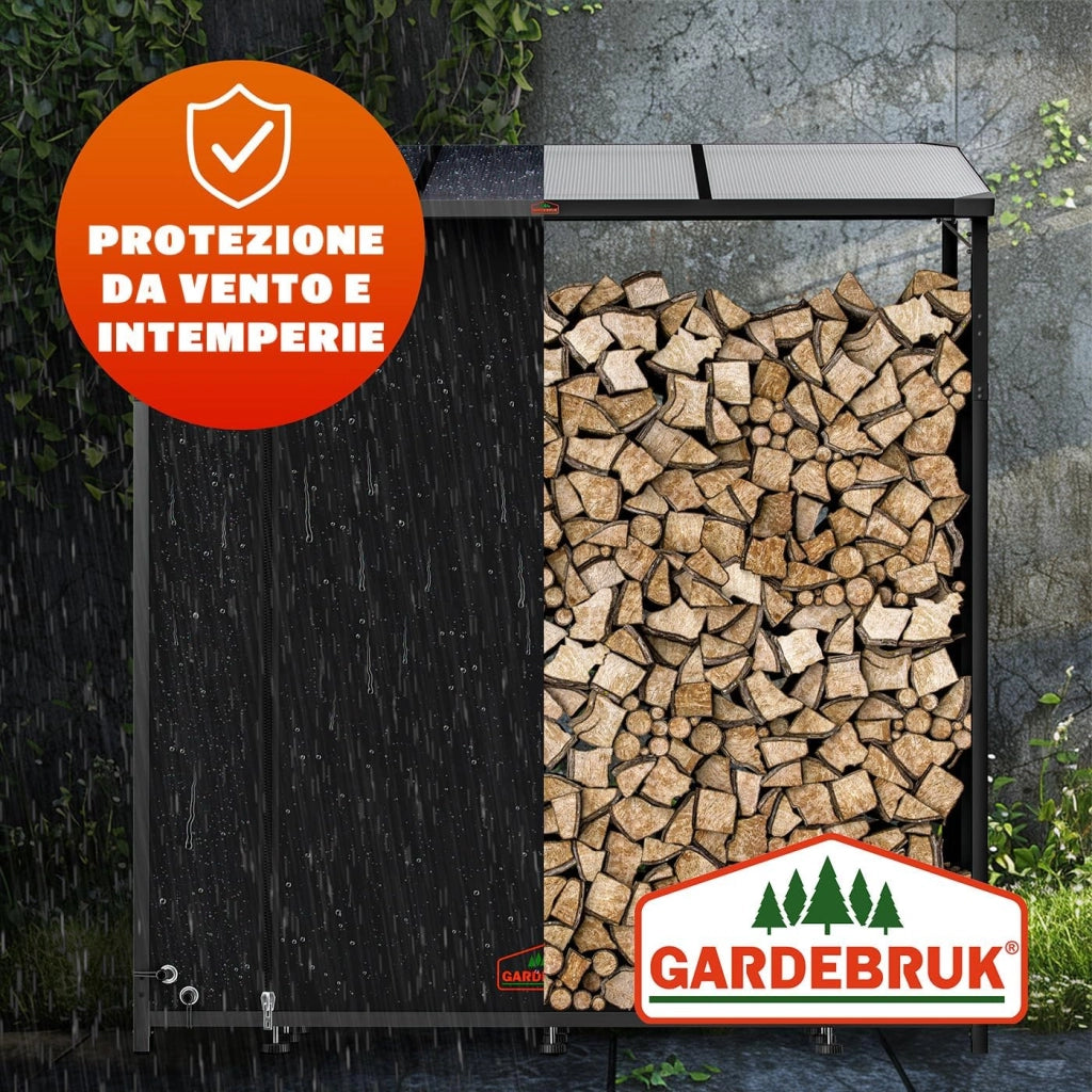 ® Legnaia da Esterno 2,3 m³ 70Px163lx198H cm Tetto Copertura Protettiva Portalegna Rastrelliera Legno Camino Telo Giardino Borsa per Trasporto