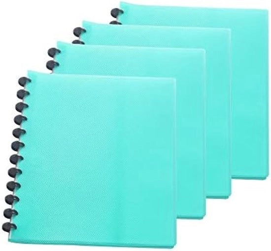 Set di 4 Presentazione A4 con Spirale, 160 Carte trasparenti per 320 facciate visibili, Album con anelli in polipropilene robusto, verde