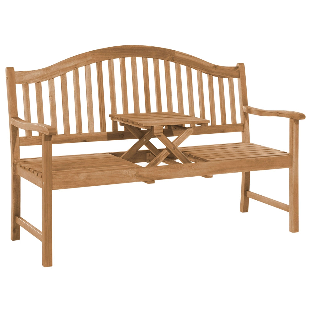 Panca da giardino leggera in legno di acacia da esterno a 3 posti con tavolino da tè