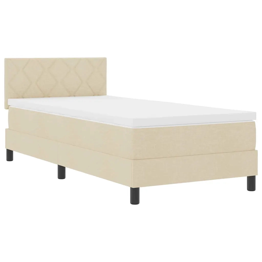 Letto a molle con materasso con led Crema 100 x 200 cm Tessuto