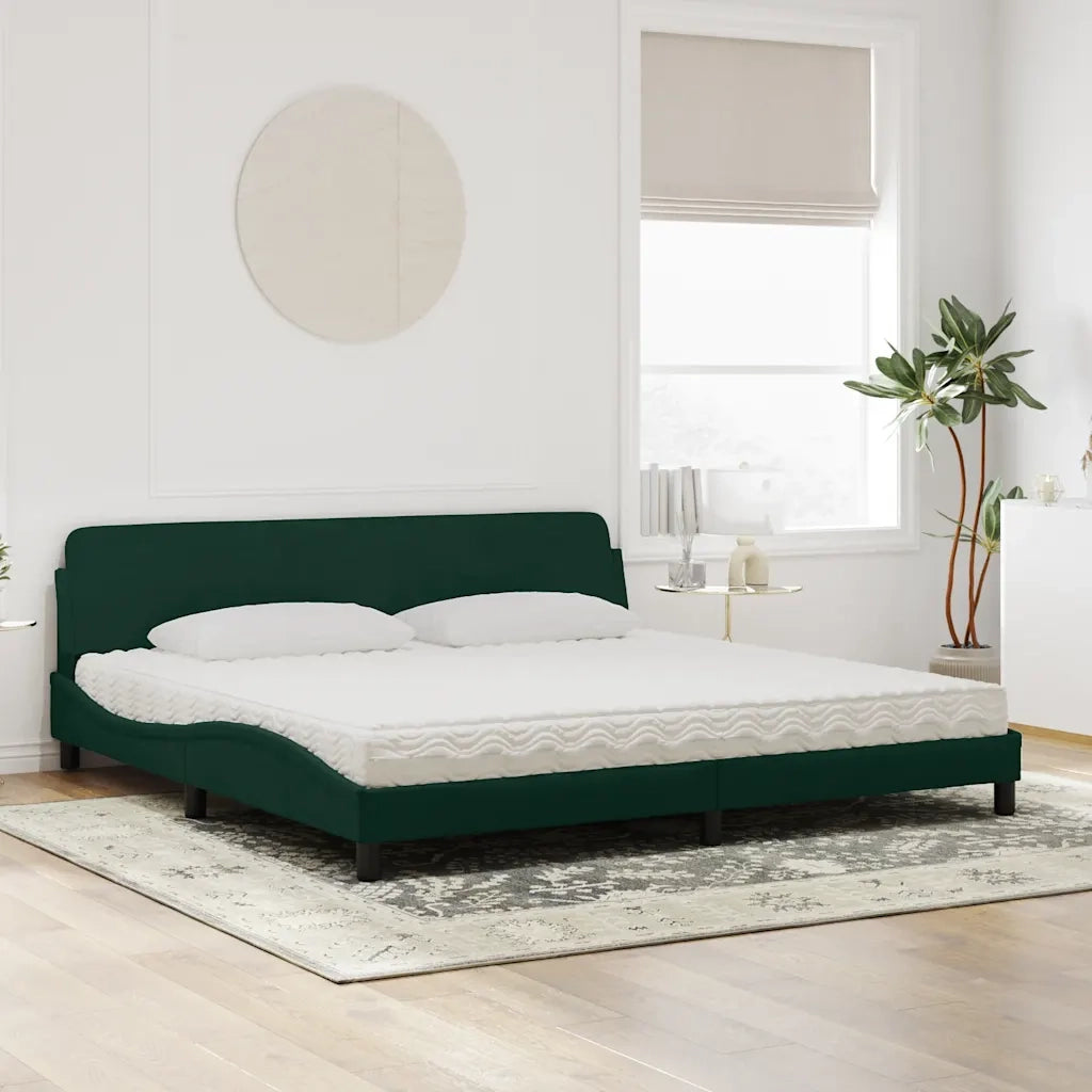 Letto con Materasso Verde Scuro 200x200 cm Velluto
