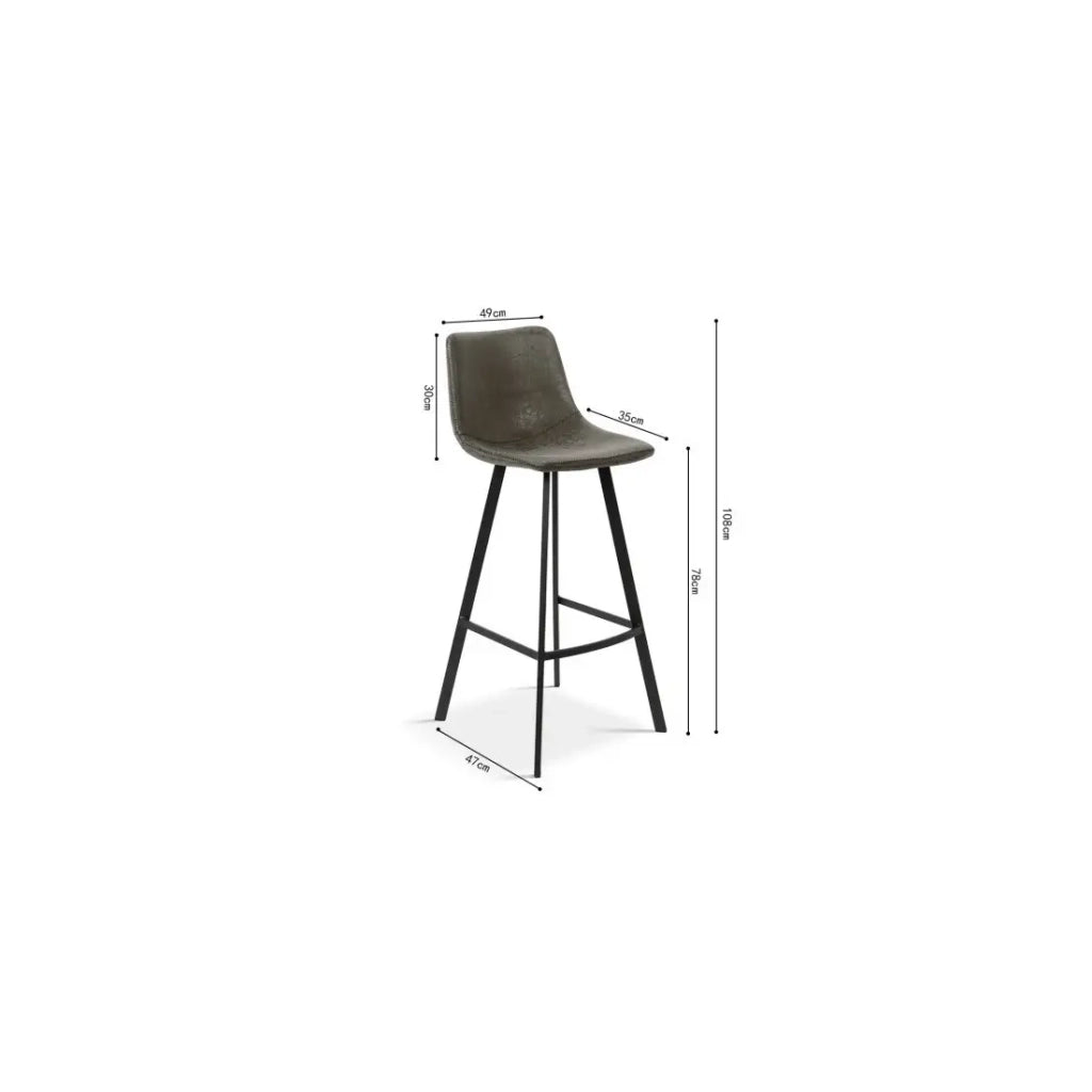 Sedia da banco OZON – PU grigio – H108 x L49 x P47 cm