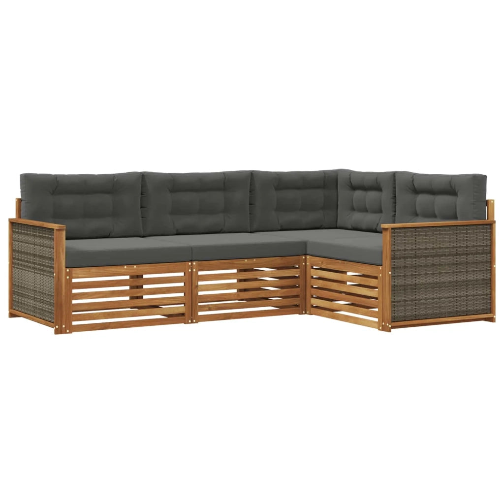 Set di divani da esterno con cuscino 4 pcs Naturale e Antracite
