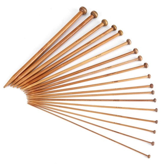 Set di aghi in legno per cucito a mano - Aghi lunghi e appuntiti - 18 misure - Aghi in bambù leggeri - Resistenti agli urti e lisci - Aghi per cucire