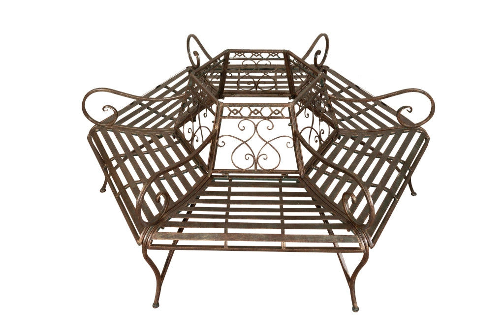 Biscottini Panchina ad albero in ferro battuto finitura ruggine anticata L153xPR153xH86 cm