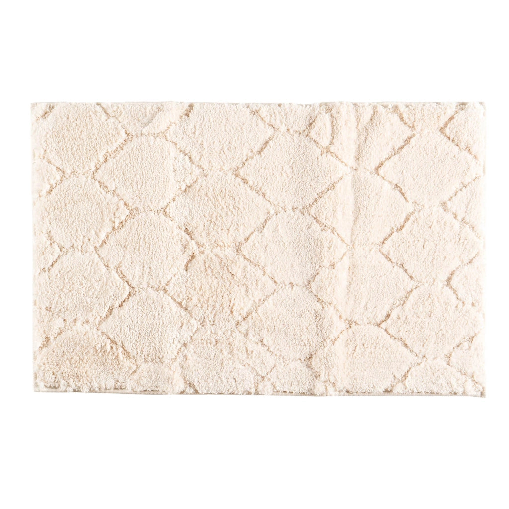 Tappeto Bagno Antiscivolo Effetto Rilievo Assorbente, Morbido, Lavabile in Lavatrice 50x80 / 60x120 cm 50x80 Cm - Panna