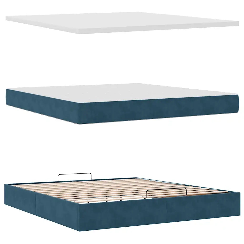 Struttura Letto Pouf con Materasso 180x200 cm in Velluto 3311937