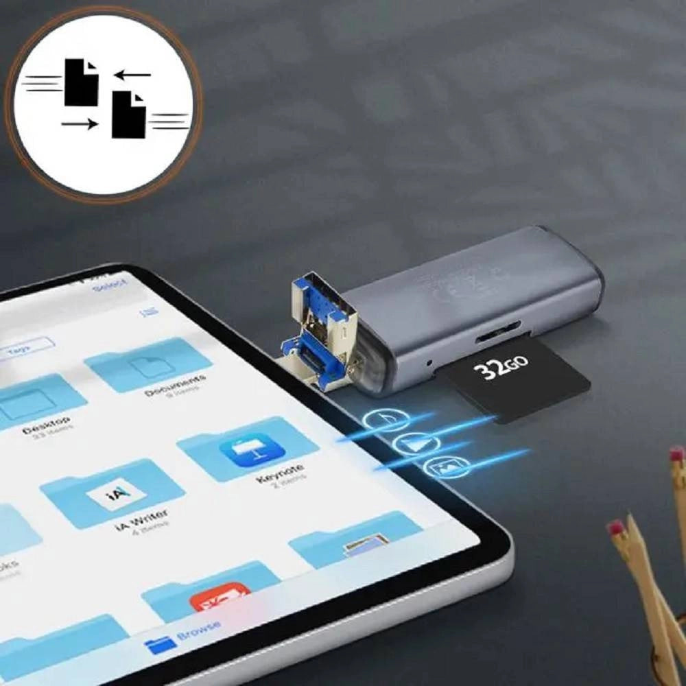 Trade Shop - Lettore Di Schede Sd Micro-sd 2in1 Lightning Usb Maschio Otg Usb Femmina Otg802 -