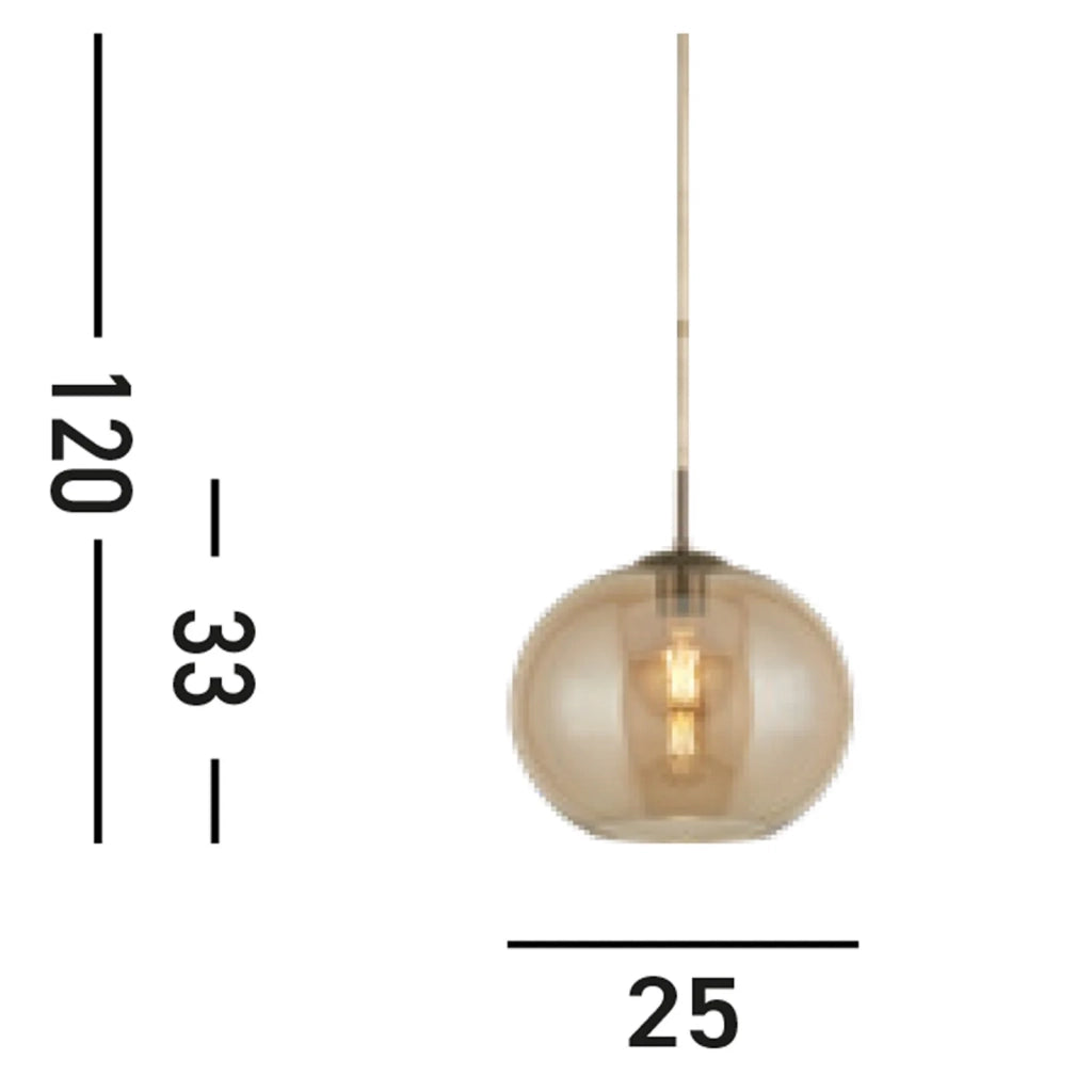 Sospensione Contemporanea Balls Acciaio Adjustable Vetro Ambra 1 Luce E27 D25Cm