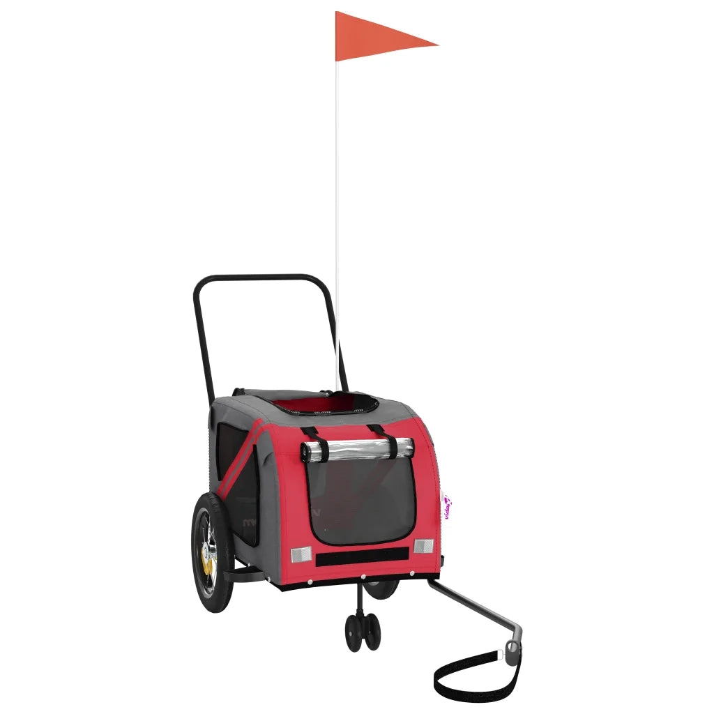 Rimorchio da Bici per Animali Rosso e Nero Oxford e Ferro CFW4781755